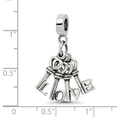 Sterling Silver Reflections Love Keys Dangle Bead