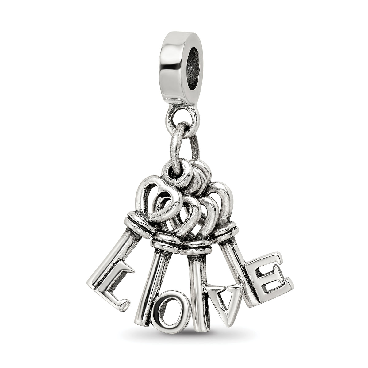 Sterling Silver Reflections Love Keys Dangle Bead