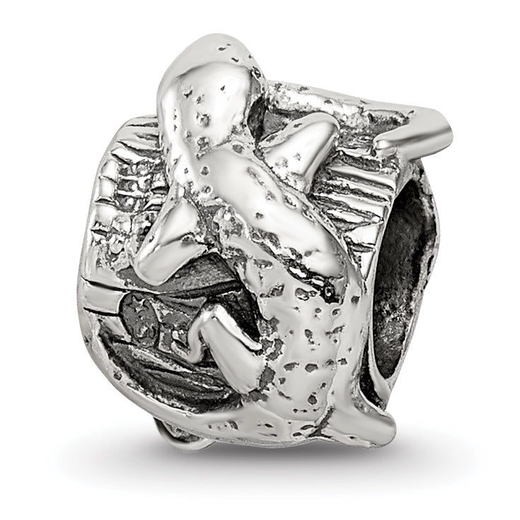 Sterling Silver Reflections Lizard on a Log Bead