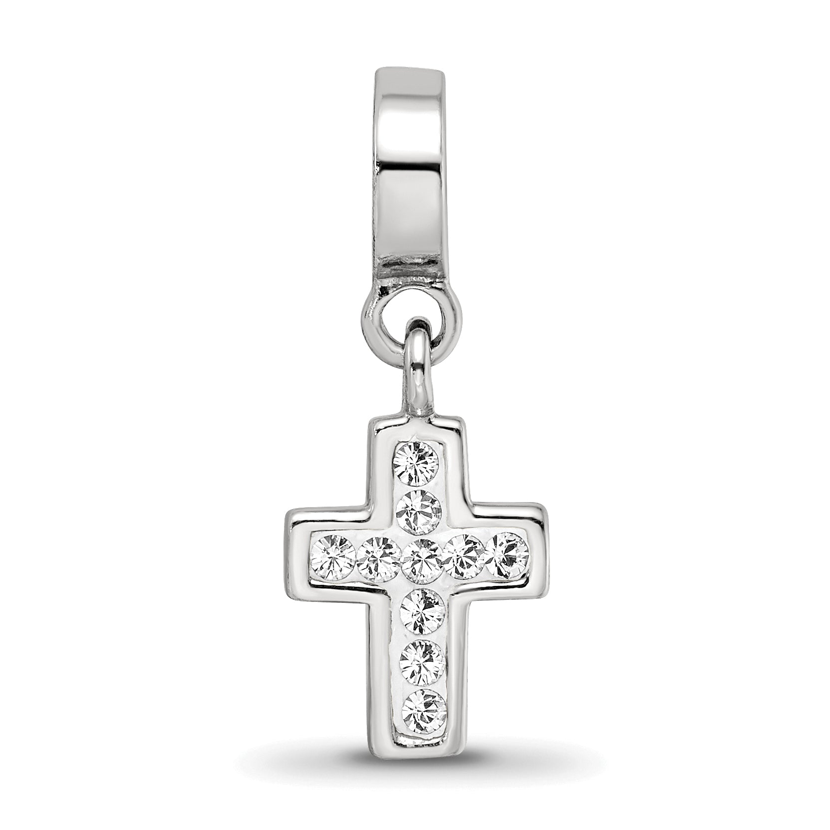 Sophia Jewelers Sterling Silver Crystal Cross Dangle Bead with Antiqued Finish