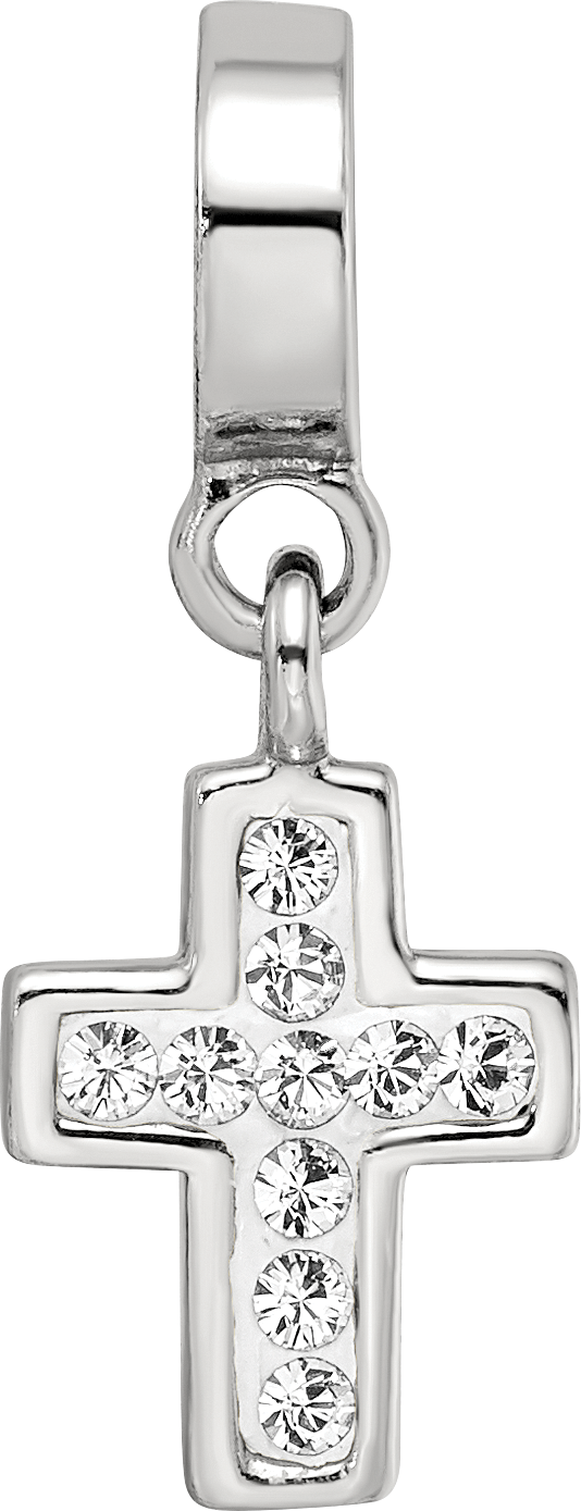 Sophia Jewelers Sterling Silver Crystal Cross Dangle Bead with Antiqued Finish