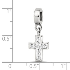 Sophia Jewelers Sterling Silver Crystal Cross Dangle Bead with Antiqued Finish