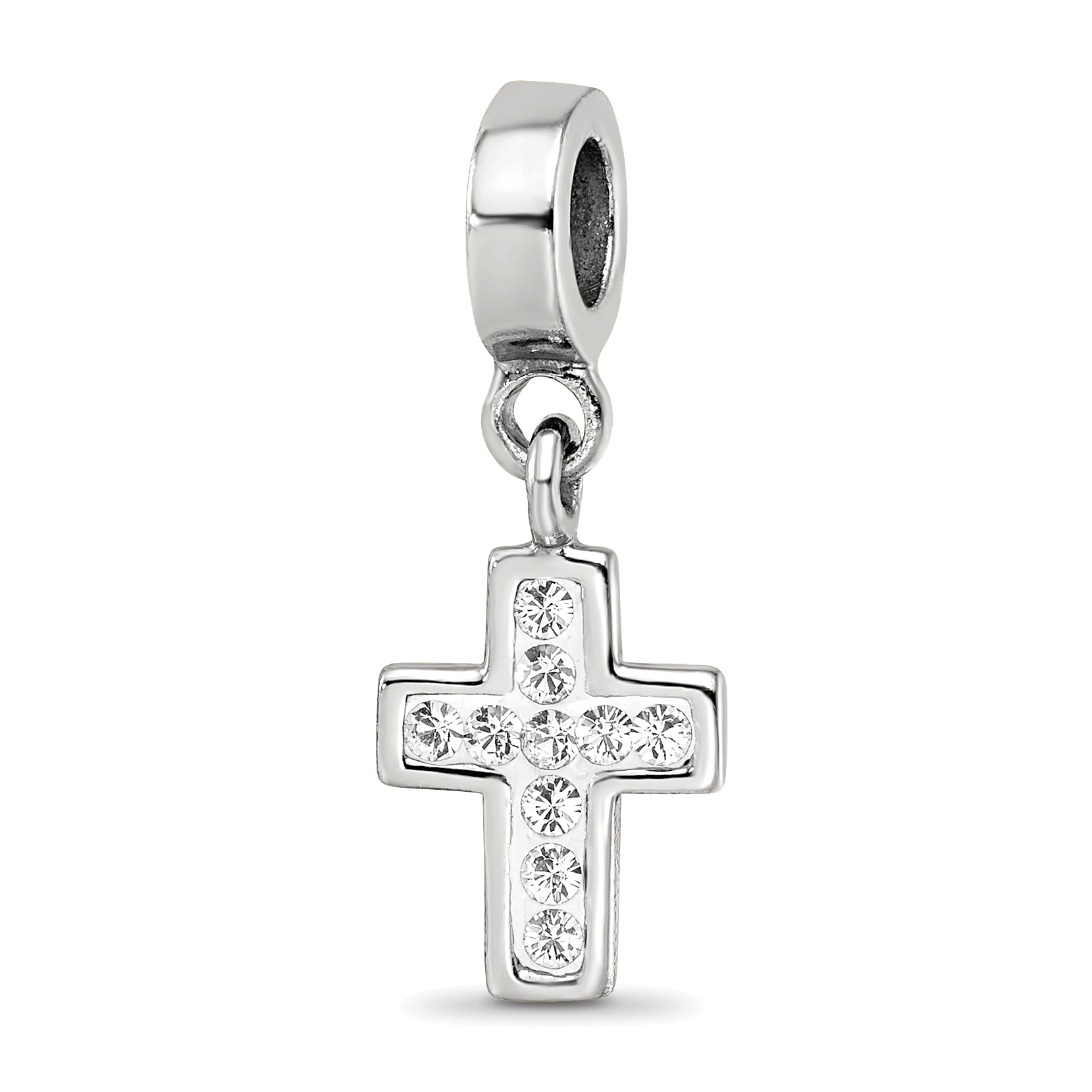 Sterling Silver Reflections Clear Preciosa Crystal Cross Dangle Bead