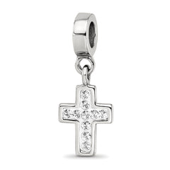 Sterling Silver Reflections Clear Preciosa Crystal Cross Dangle Bead