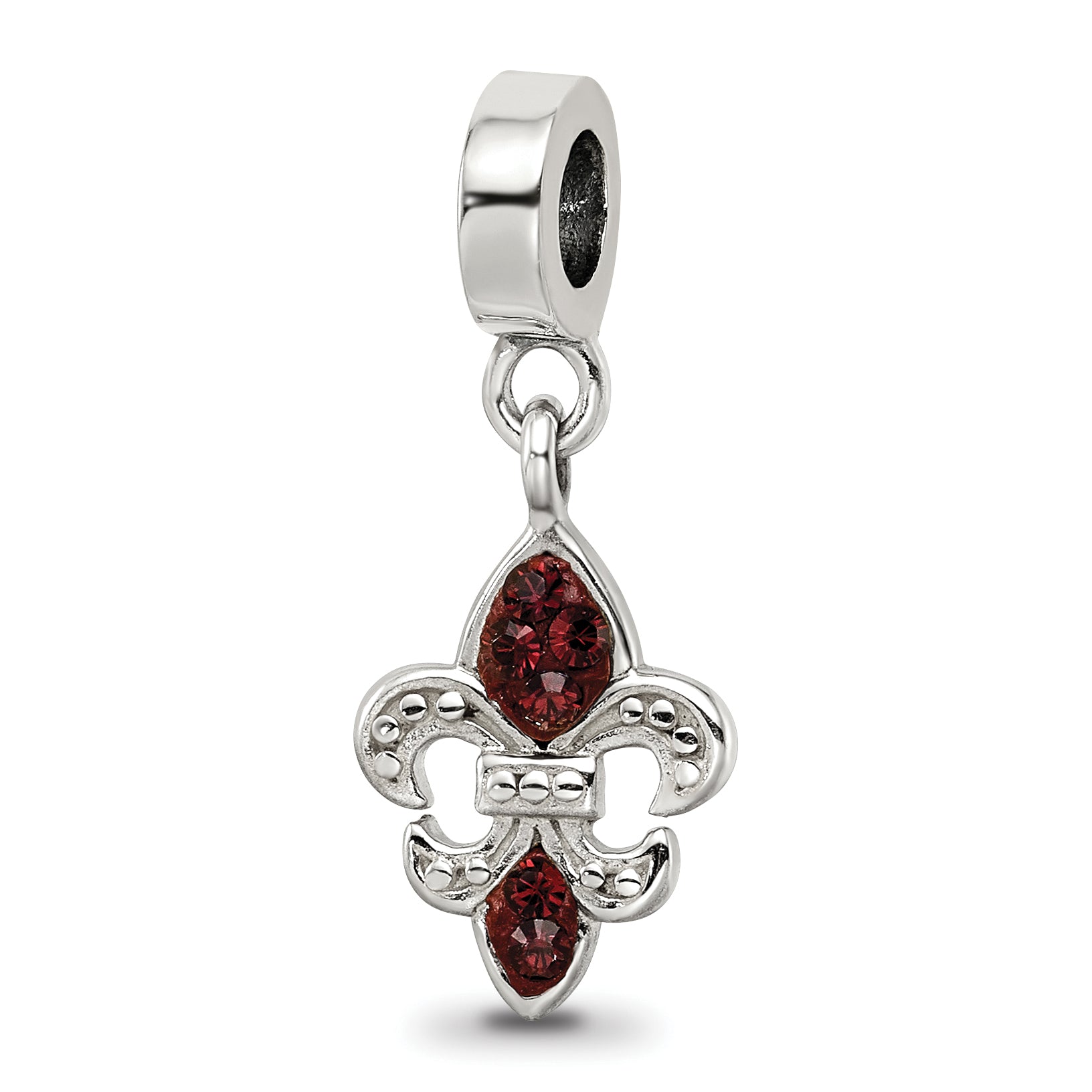 Sterling Silver Reflections Preciosa Crystal Fleur De Lis Dangle Bead