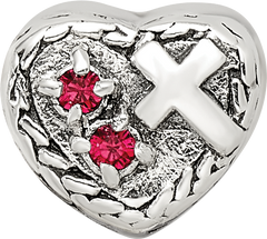 Sterling Silver Reflections CZ and Cross Heart Bead