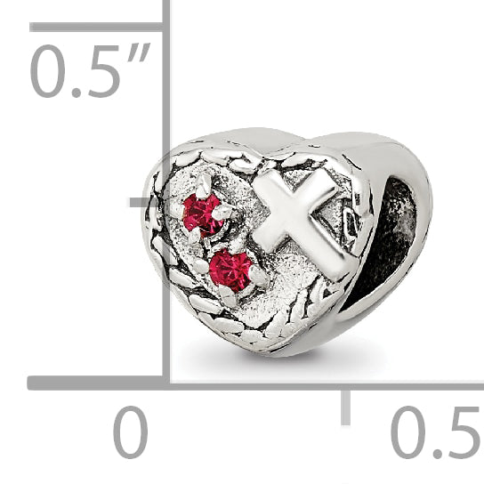 Sterling Silver Reflections CZ and Cross Heart Bead