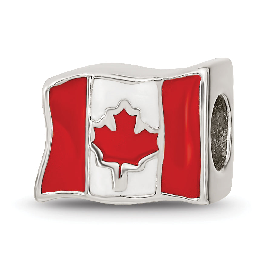 Sterling Silver Reflections Enameled Canada Flag Bead