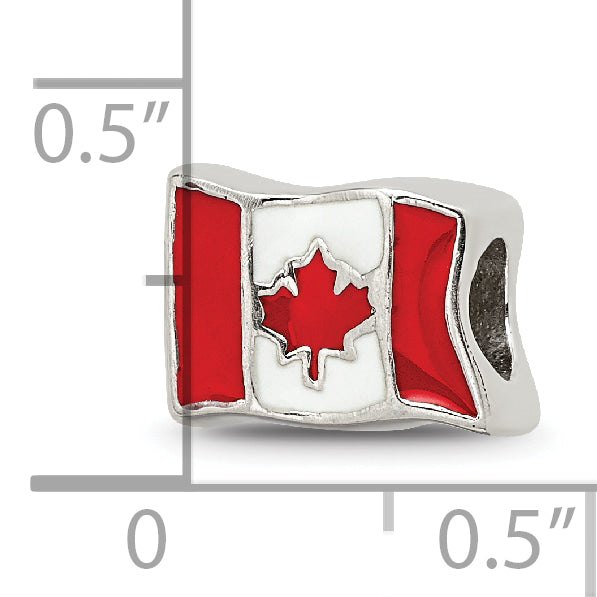 Sterling Silver Reflections Enameled Canada Flag Bead