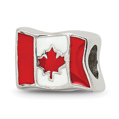 Sterling Silver Reflections Enameled Canada Flag Bead