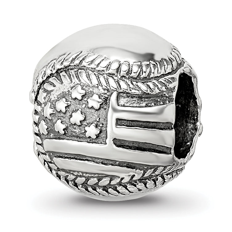 Sterling Silver Reflections USA Flag Baseball Bead