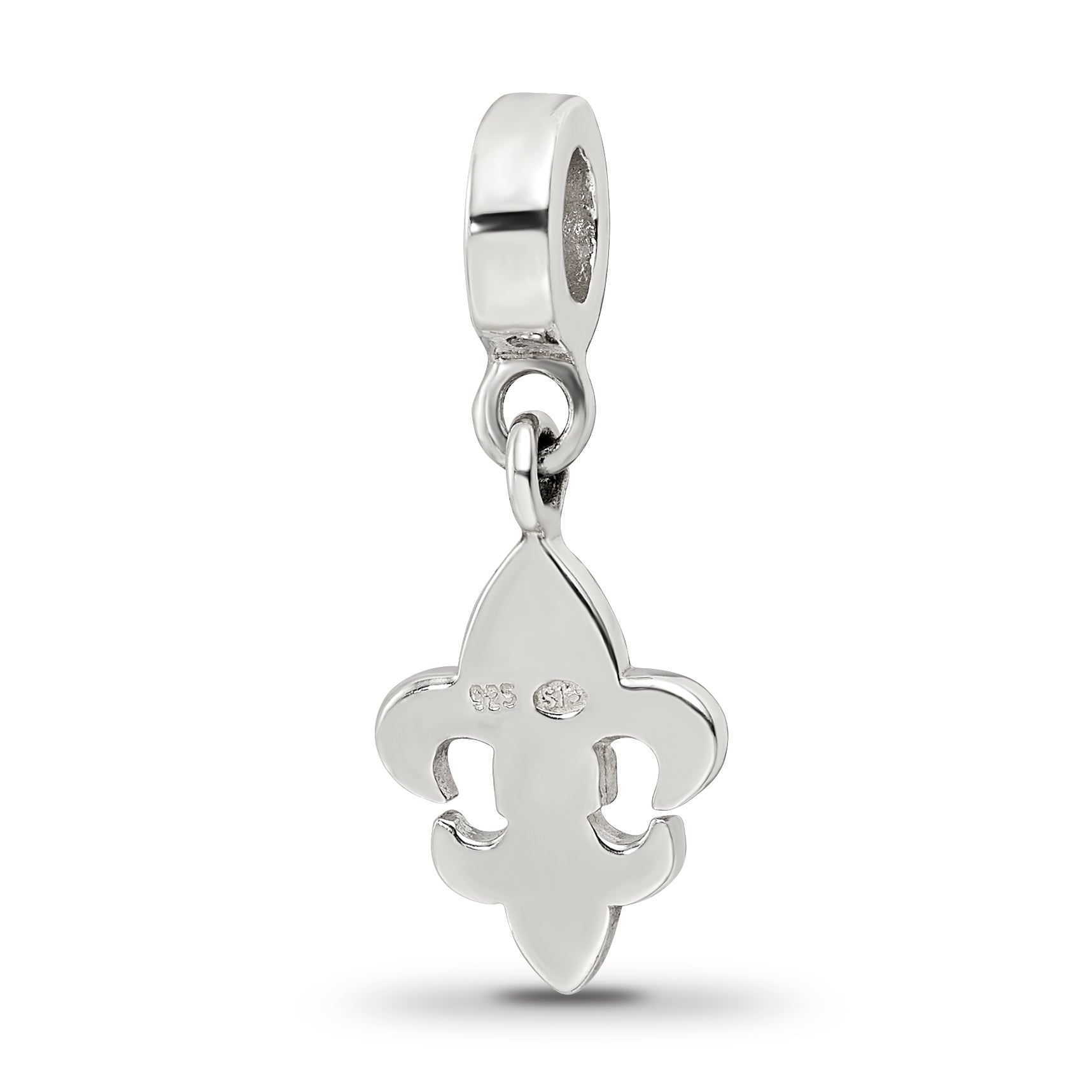 Sterling Silver 925 Fleur De Lis Dangle Bead with Red Preciosa Crystal