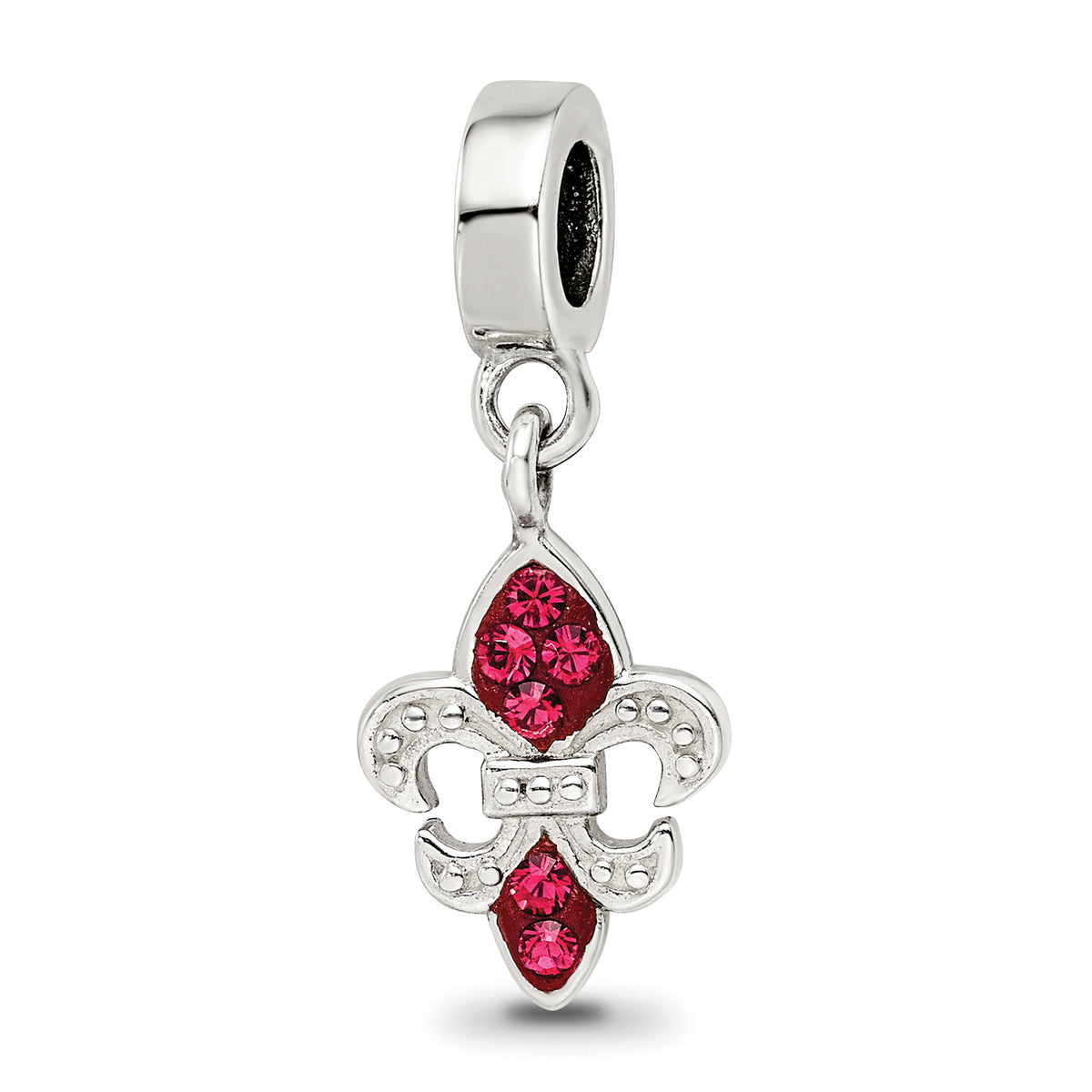 Sterling Silver Reflections Red Preciosa Crystal Fleur De Lis Dangle Bead