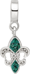 Sterling Silver Reflections Green Preciosa Crystal Fleur De Lis Dangle Bead