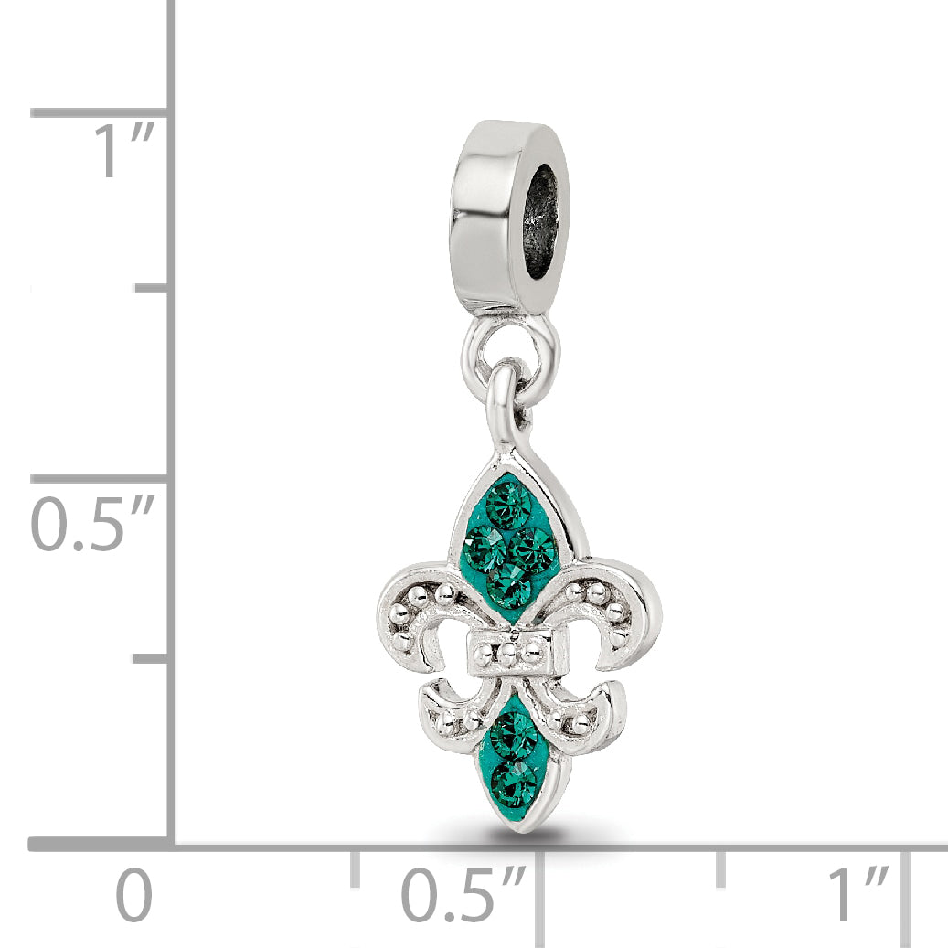 Sterling Silver Reflections Green Preciosa Crystal Fleur De Lis Dangle Bead