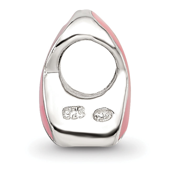 Sterling Silver 925 Kids Bead with Pink Enamel for Breast Cancer Awareness