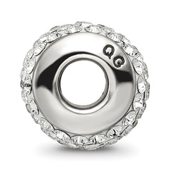 Sterling Silver 925 Crystal Bead with White Preciosa Stone Polished Finish