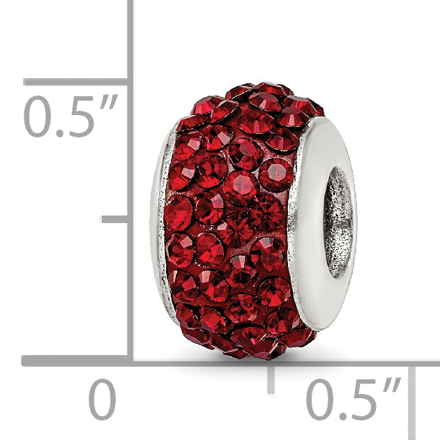 Sterling Silver 925 Maroon Preciosa Crystal Bead with Polished Finish