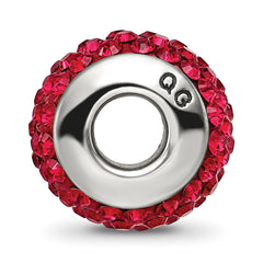 Sterling Silver 925 Red Crystal Bead with Polished Finish and Solid Design