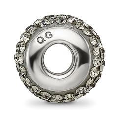 Sterling Silver 925 Polished Crystal Bead with Grey Preciosa Stone