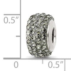 Sterling Silver 925 Polished Crystal Bead with Grey Preciosa Stone