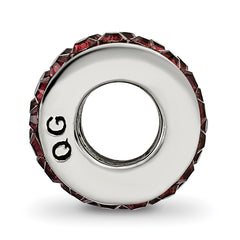 Sterling Silver 925 Polished Bead with Crimson Preciosa Crystals, Elegant Double Row Design