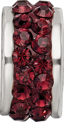 Sterling Silver 925 Polished Bead with Crimson Preciosa Crystals, Elegant Double Row Design