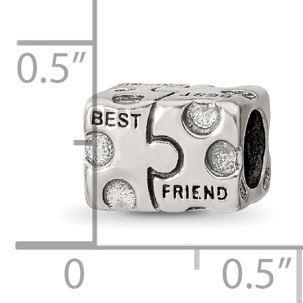 Sterling Silver 925 Best Friend Bead with Antiqued Finish Solid Craftsmanship by Sophia Jewelers