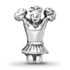 Sterling Silver 925 Cheerleader Bead Polished Finish Solid Charm