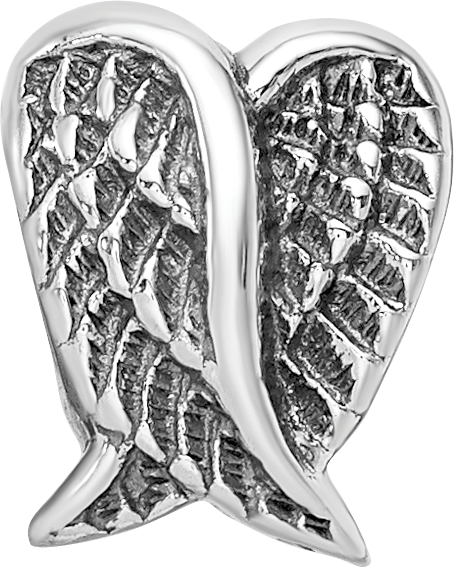 Sterling Silver 925 Heart Shaped Wings Bead with Antiqued Finish