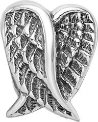 Sterling Silver 925 Heart Shaped Wings Bead with Antiqued Finish