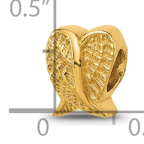 Sterling Silver Reflections Gold-plated Angel Wings Bead