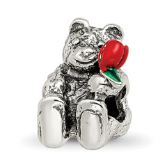 Sterling Silver Reflections Kids Bear with Enameled Flower Bead