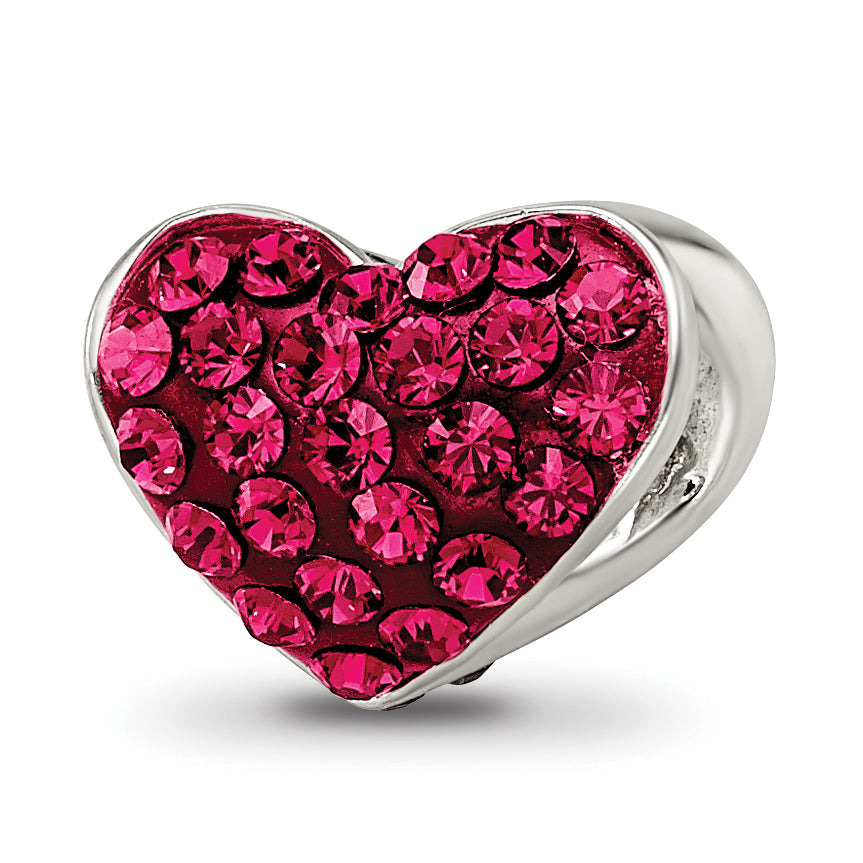 Sophia Jewelers Sterling Silver Red Crystal Heart Bead, Polished Finish, Elegant Design