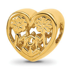 Sterling Silver Reflections Gold-plated Floral Mom Heart Bead