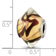 Sterling Silver Reflections Yellow/Black Italian Murano Glass Bead