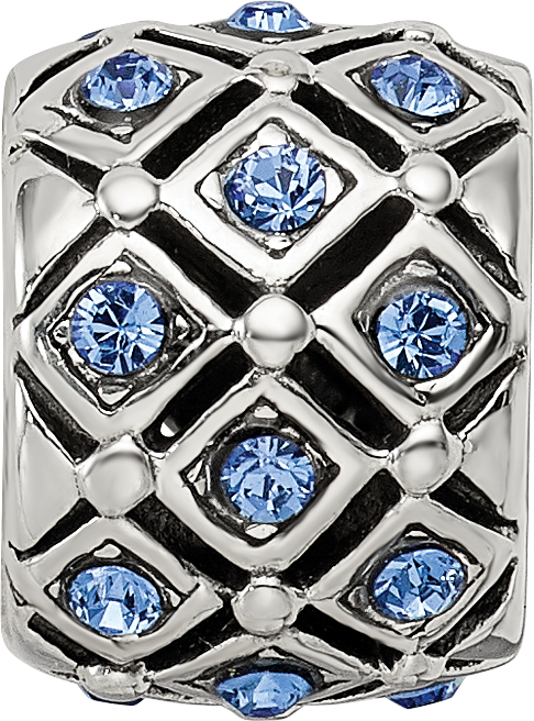 Sterling Silver 925 Bead with Blue Preciosa Crystal for September Birthstone