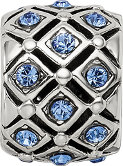 Sterling Silver 925 Bead with Blue Preciosa Crystal for September Birthstone