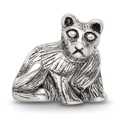 Sterling Silver 925 Cat Bead with Antiqued Finish Solid Charm