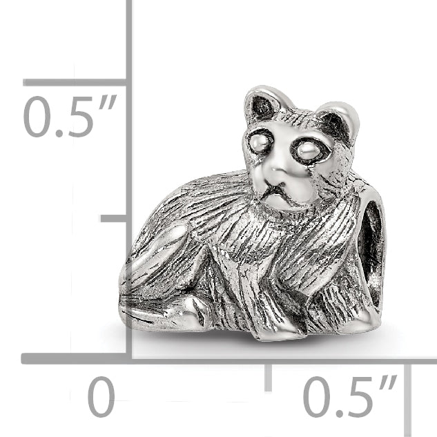 Sterling Silver 925 Cat Bead with Antiqued Finish Solid Charm