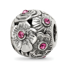 Sterling Silver Reflections Pink Preciosa Crystal Flower Bead