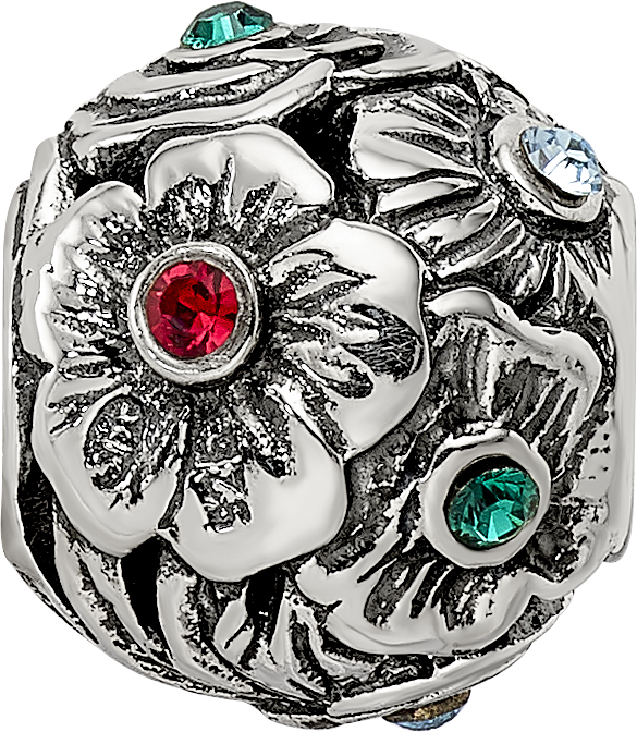 Sterling Silver Reflections Multicolor Preciosa Crystal Flower Bead