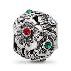 Sterling Silver Reflections Multicolor Preciosa Crystal Flower Bead