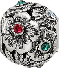 Sterling Silver Reflections Multicolor Preciosa Crystal Flower Bead