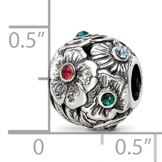 Sterling Silver Reflections Multicolor Preciosa Crystal Flower Bead