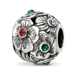 Sterling Silver Reflections Multicolor Preciosa Crystal Flower Bead