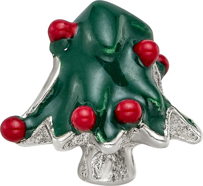 Sterling Silver Reflections Enameled Christmas Tree Bead