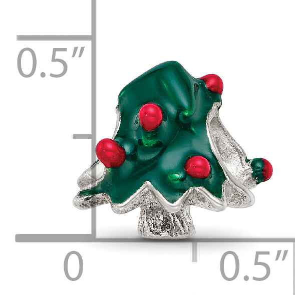 Sterling Silver Reflections Enameled Christmas Tree Bead