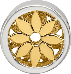 Sterling Silver 925 Gold-Plated Flower Bead with Solid Casted Design