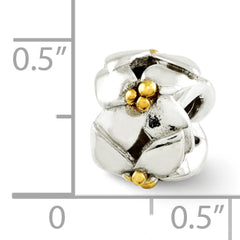 Sterling Silver Reflections Gold-plated & Polished Flowers Bead